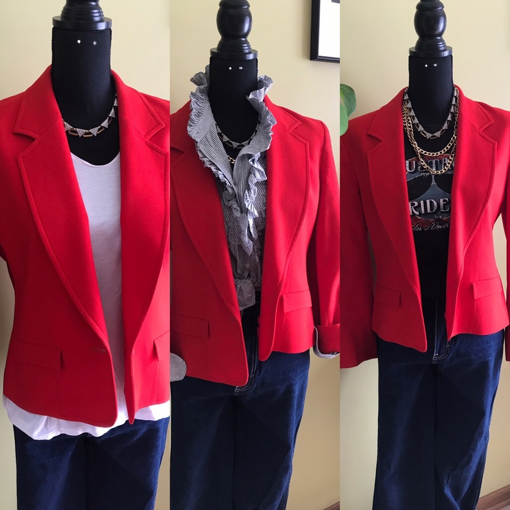 Vintage Pendleton Red Wool One Button Blazer - image 1